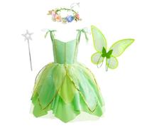 Lito Angels Trilli Fata Magica Costume per Bambina, Vestito Fata Verde con Accessori per Carnevale Feste, Taglia 12 anni (Etichetta in Tessuto 150)