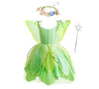 Lito Angels Trilli Tinkerbell Costume per Bambina, Vestito Fata Verde con Accessori per Carnevale Feste, Taglia 12 anni (Etichetta in Tessuto 160)