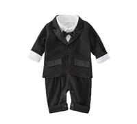 Lito Angels Tutina Body da Smoking Completo Elegante Pagliaccetto con Blazer per Bimbo Taglia 3-6 Mesi, Nero (Etichetta in Tessuto 70)