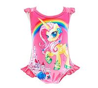 Lito Angels - Unicorno Costume da Bagno Intero per Bambine, Estate, Spiaggia, Piscina, Taglia 4-5 Anni, Rosa Caldo, Stile C