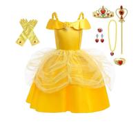 Lito Angels Vestito Belle Costume la Bella e la Bestia con Accessori per Bambina, Abito da Ballo Giallo Principessa, Taglia 2-3 anni, Stile A
