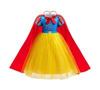 Lito Angels Vestito Biancaneve Principessa per Bambina con Mantello Rosso 7-8 Anni, Costume da Favola per Halloween, Natale, Carnevale, Festa Principessa e Giornata del Libro