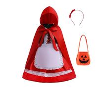 Lito Angels Vestito Cappuccetto Rosso Bambina Ragazza Costume di Carnevale con Mantello e Grembiule, Taglia 10-11 anni