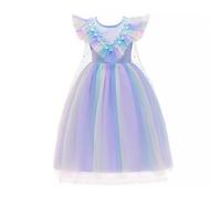 Lito Angels Vestito Costume Abito da Festa di Compleanno Principessa Unicorno con Mantello per Bambina Taglia 5-6 Anni, Blu (Etichetta in Tessuto 130)