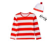 Lito Angels Vestito Costume Abito Dov'è Wally con Cappello e Occhiali da Festa Carnevale per Bambino e Bambina Taglia 9-10 anni (Etichetta in Tessuto 140)