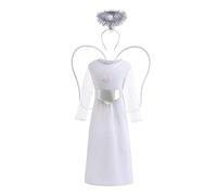 Lito Angels Vestito Costume da Angelo con Ali e Aureola per Bambina Taglia 5-7 anni, Bianco (Numero identificativo 0M)