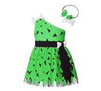 Lito Angels Vestito Costume da Ciottolina con Osso Fascia per Bimba Taglia 12-18 mesi, Verde (Etichetta in Tessuto 80)