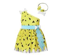 Lito Angels Vestito Costume da Ciottolina Flintstones con Osso Fascia per Bimba Taglia 12-18 mesi, Giallo