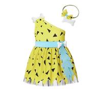 Lito Angels Vestito Costume da Ciottolina Flintstones con Osso Fascia per Bimba Taglia 18-24 mesi, Giallo