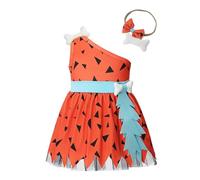 Lito Angels Vestito Costume da Ciottolina Flintstones con Osso Fascia per Bimba Taglia 3-6 mesi, Arancia