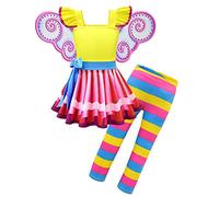 Lito Angels Vestito Costume da Fancy Nancy con Ali e Pantaloni Leggings per Bambina, Taglia 6-7 Anni