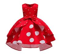Lito Angels Vestito Costume da Minnie Abito da Festa di Compleanno a Pois Rossi e Bianchi per Bambina Taglia 6-7 anni (Etichetta in Tessuto 130)