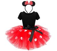 Lito Angels Vestito Costume da minnie per bambina, con orecchie topo cerchio per capelli, Taglia 4-5 Anni, Rosso 261