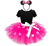 Lito Angels Vestito Costume da minnie per bambina, con orecchie topo cerchio per capelli, Taglia 4-5 Anni, Rosa Caldo 261