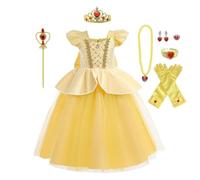 Lito Angels Vestito Costume da Principessa Bella e la Bestia con Accessori per Bambina Taglia 3-4 Anni, Giallo (Etichetta in Tessuto 110)