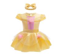 Lito Angels Vestito Costume da Principessa Belle Body Tutina con Fascia per Bimba Taglia 6-9 mesi