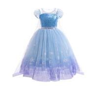 Lito Angels Vestito Costume da Principessa del Ghiaccio Regina delle Nevi con Mantello per Bambina Taglia 8-9 Anni, Blu
