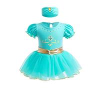 Lito Angels Vestito Costume da Principessa Jasmine Body Tutina con Fascia per Bimba Taglia 3-6 mesi (Etichetta in Tessuto 60)