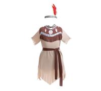 Lito Angels Vestito Costume da Principessa Pocahontas con Fascia per Bambina Taglia 10-11 anni, Marrone (Etichetta in Tessuto 2XL)