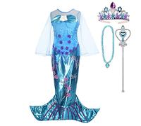 Lito Angels Vestito Costume da Principessa Sirena con Accessori per Bambina Taglia 7 anni, Blu