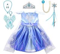 Lito Angels Vestito Costume da Regno di Ghiaccio 2 Principessa Elsa con Strascico e Accessori per Bambina Taglia 12-18 mesi, Blu
