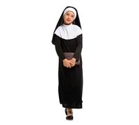 Lito Angels Vestito Costume da Suora con Copricapo e Colletto Bianco per Bambina Taglia 12-13 anni, Nero
