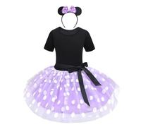 Lito Angels Vestito Costume da Topolina per Bambina, con Orecchie Topo Cerchio per Capelli per Carnevale, Taglia 5-6 Anni, Viola 261