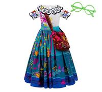 Lito Angels Vestito Costume Encanto Mirabel con Borsa e Occhiali Verdi per Bambina, Taglia 2-3 anni (Etichetta in Tessuto 100), Manica Corta
