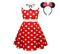 Lito Angels Vestito Costume Minnie con Cerchietto per Ragazza Taglia 5-6 Anni, B - Pois Rossi
