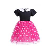 Lito Angels Vestito Costume Minnie Mouse Rosa Caldo a Pois con Cerchietto Orecchie di Topo per Bimba Taglia 18-24 mesi (Etichetta in Tessuto 90)