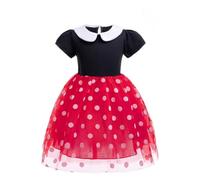 Lito Angels Vestito Costume Minnie Mouse Rosso a Pois con Cerchietto Orecchie di Topo per Bambina Taglia 6-7 anni (Etichetta in Tessuto 140)