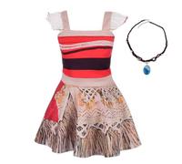 Lito Angels Vestito Costume Oceania con Collana per Bambina, Taglia 10-12 anni, Rosso
