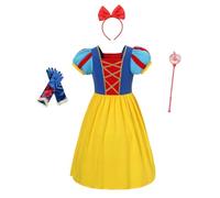 Lito Angels Vestito Costume Principessa Biancaneve con Accessori per Bambina Taglia 7-8 anni, Manica Corta