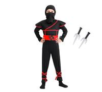 Lito Angels Vestito Costume Tuta Set da Ninja con Maschera e accessori per Bambino Taglia 8-9 anni, Nero (Etichetta in Tessuto 0L)