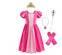 Lito Angels Vestito da bambina da fiaba, rosa acceso, con accessori, 128, 7-8 anni