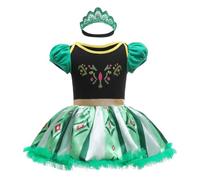 Lito Angels Vestito da Principessa Anna Pagliaccetto per Bimba Bambina, Regno di Ghiaccio Bebè Body Tutina con Fascia, Taglia 0-3 Mesi, Verde