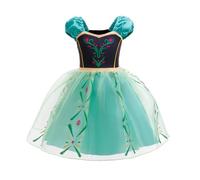 Lito Angels Vestito da Principessa Anna Verde per Bambine 2-3 Anni, Spalline con Volant e Gonna in Organza con Fodera in Raso, Costume per Carnevale, Compleanno o Natale, Taglia 98