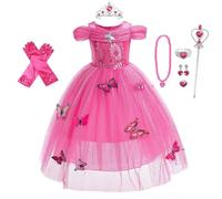 Lito Angels Vestito da Principessa Aurora Costume da Bella Addormentata con Accessori per Bambina, Taglia 2 Anni, Rosa Caldo