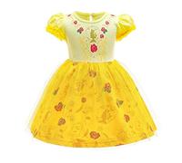 Lito Angels Vestito da Principessa Belle Costume la Bella e la Bestia per Bambina, Abito Casual Estivo, Taglia 2-3 anni, Giallo