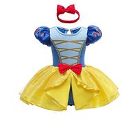 Lito Angels Vestito da Principessa Biancaneve Pagliaccetto per Bimba Bambina, Bebè Body Tutina con Fascia, Taglia 18-24 Mesi, Giallo