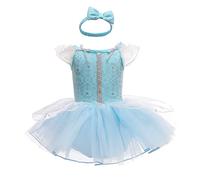 Lito Angels Vestito da Principessa Cenerentola Pagliaccetto per Bimba Bambina, Bebè Body Tutina con Fascia, Taglia 18-24 Mesi, Blu