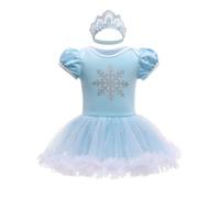 Lito Angels Vestito da Principessa Elsa Pagliaccetto per Bimba Bambina, Regno di Ghiaccio Bebè Body Tutina con Fascia, Taglia 18-24 Mesi, Blu
