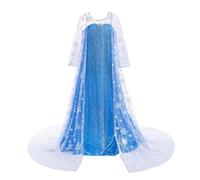 Lito Angels Vestito da Principessa per Bambina Abito Elegante con Paillettes e Mantella Strascico Costume Regina delle Nevi per Compleanni Feste - Età 6-7 Anni 122