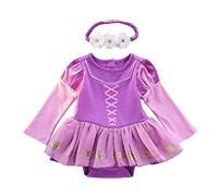 Lito Angels Vestito da Principessa Rapunzel Pagliaccetto per Neonata Bimba, Body Tutina Festa di Halloween e Compleanno, con Fascia, Taglia 6-9 Mesi
