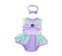 Lito Angels Vestito da Principessa Sirenetta Sirena Pagliaccetto per Bimba Bambina, Bebè Body Tutina con Fascia, Taglia 18-24 Mesi