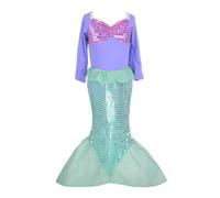 Lito Angels Vestito da Sirenetta Principessa Ariel Costume Sirena per Bambina, Taglia 7-8 Anni, Viola (Etichetta in Tessuto 130)