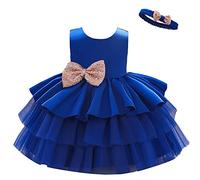 Lito Angels Vestito Damigella Abito da Festa Cerimonia Elegante con Fascia per Bambina Taglia 12-24 Mesi, Blu Reale (Etichetta in Tessuto 80)