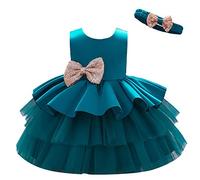 Lito Angels Vestito Damigella Abito da Festa Cerimonia Elegante con Fascia per Bambina Taglia 4-5 Anni, Alzavola (Etichetta in Tessuto 110)