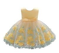 Lito Angels Vestito Damigella Abito da Festa Cerimonia Elegante per Bambina Taglia 3-4 Anni, Giallo (Etichetta in Tessuto 110)