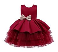 Lito Angels Vestito Damigella Abito da Festa Cerimonia Elegante per Bambina Taglia 4-5 Anni, Bordeaux (Etichetta in Tessuto 110)